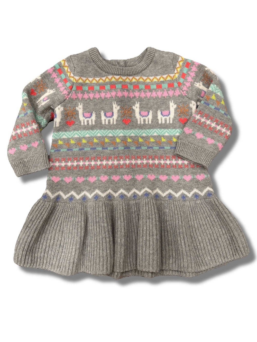 Baby Gap 6-12 Months Girls Fair Isle Llama Sweater Dress Holidays Christmas